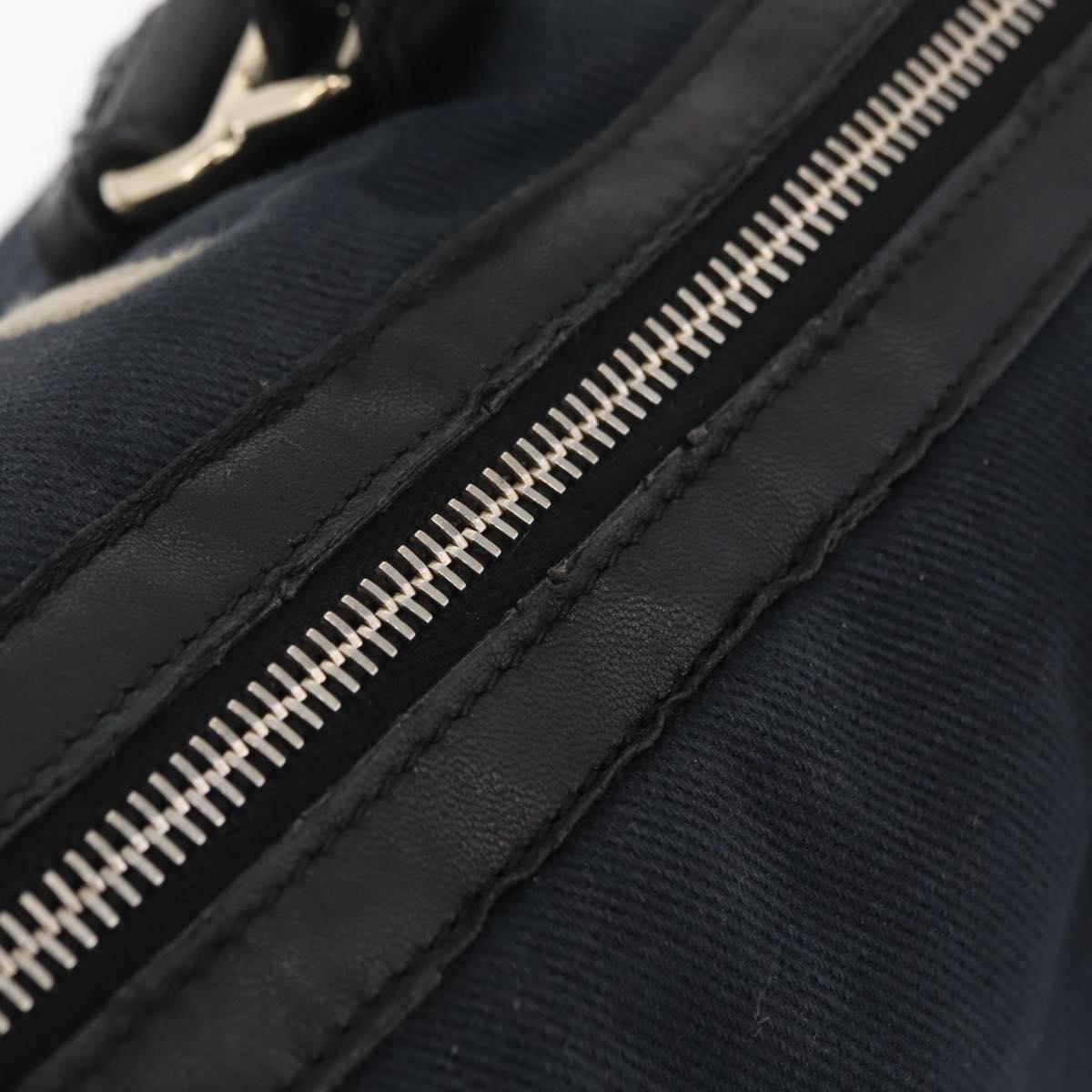 Saint Laurent Kahala Tote Bag Canvas Navy Gold Auth BA16357