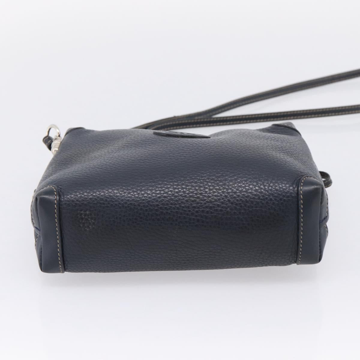 GUCCI Shoulder Bag Leather Navy Silver 007 37 4916 Auth BA16359