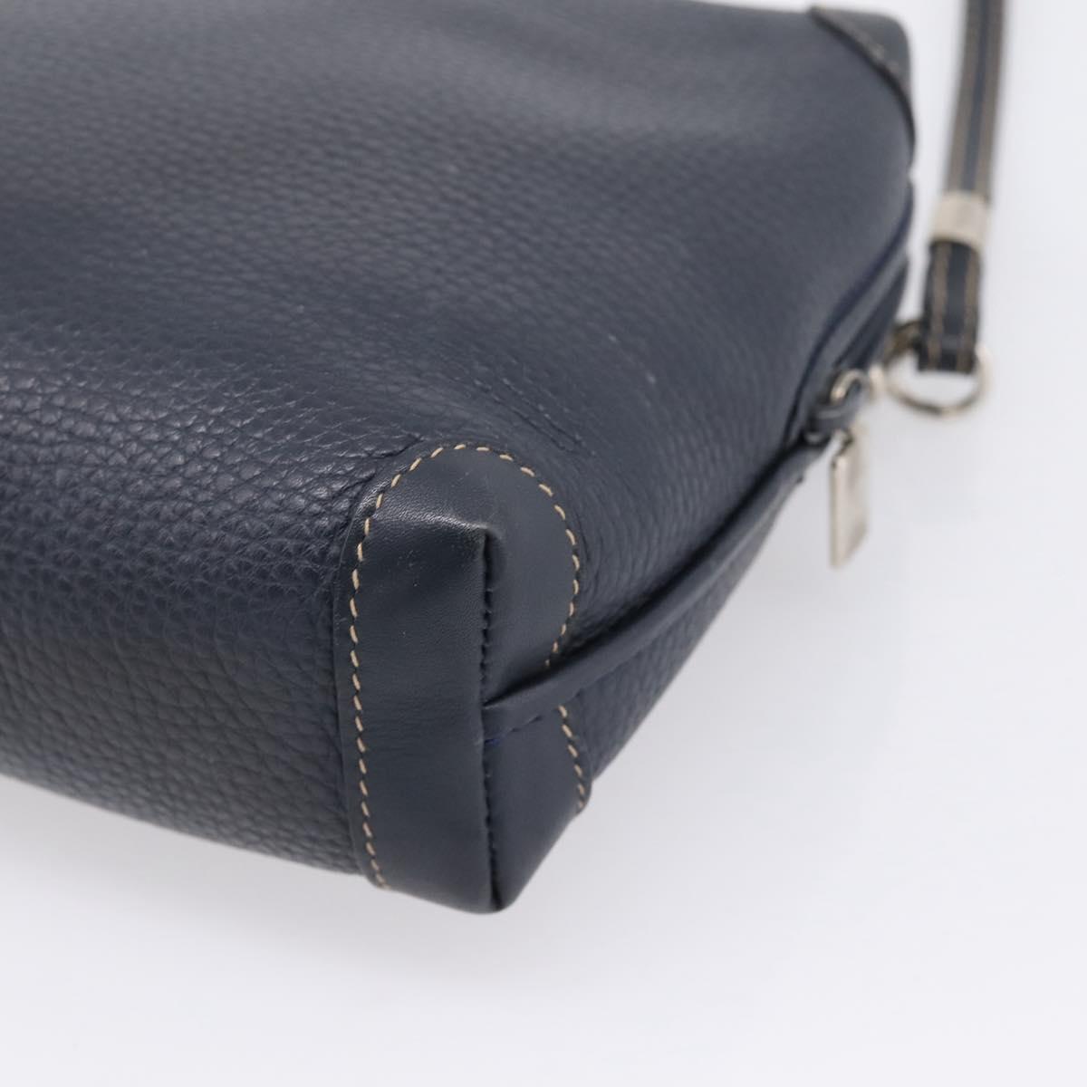 GUCCI Shoulder Bag Leather Navy Silver 007 37 4916 Auth BA16359