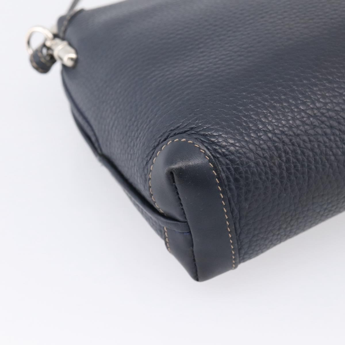 GUCCI Shoulder Bag Leather Navy Silver 007 37 4916 Auth BA16359