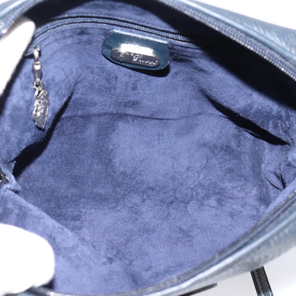 GUCCI Shoulder Bag Leather Navy Silver 007 37 4916 Auth BA16359