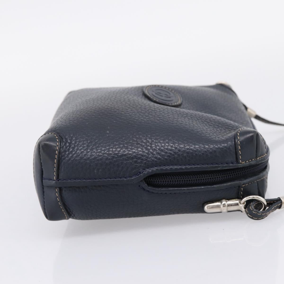 GUCCI Shoulder Bag Leather Navy Silver 007 37 4916 Auth BA16359