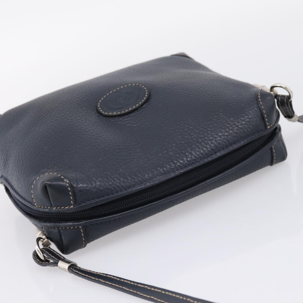 GUCCI Shoulder Bag Leather Navy Silver 007 37 4916 Auth BA16359
