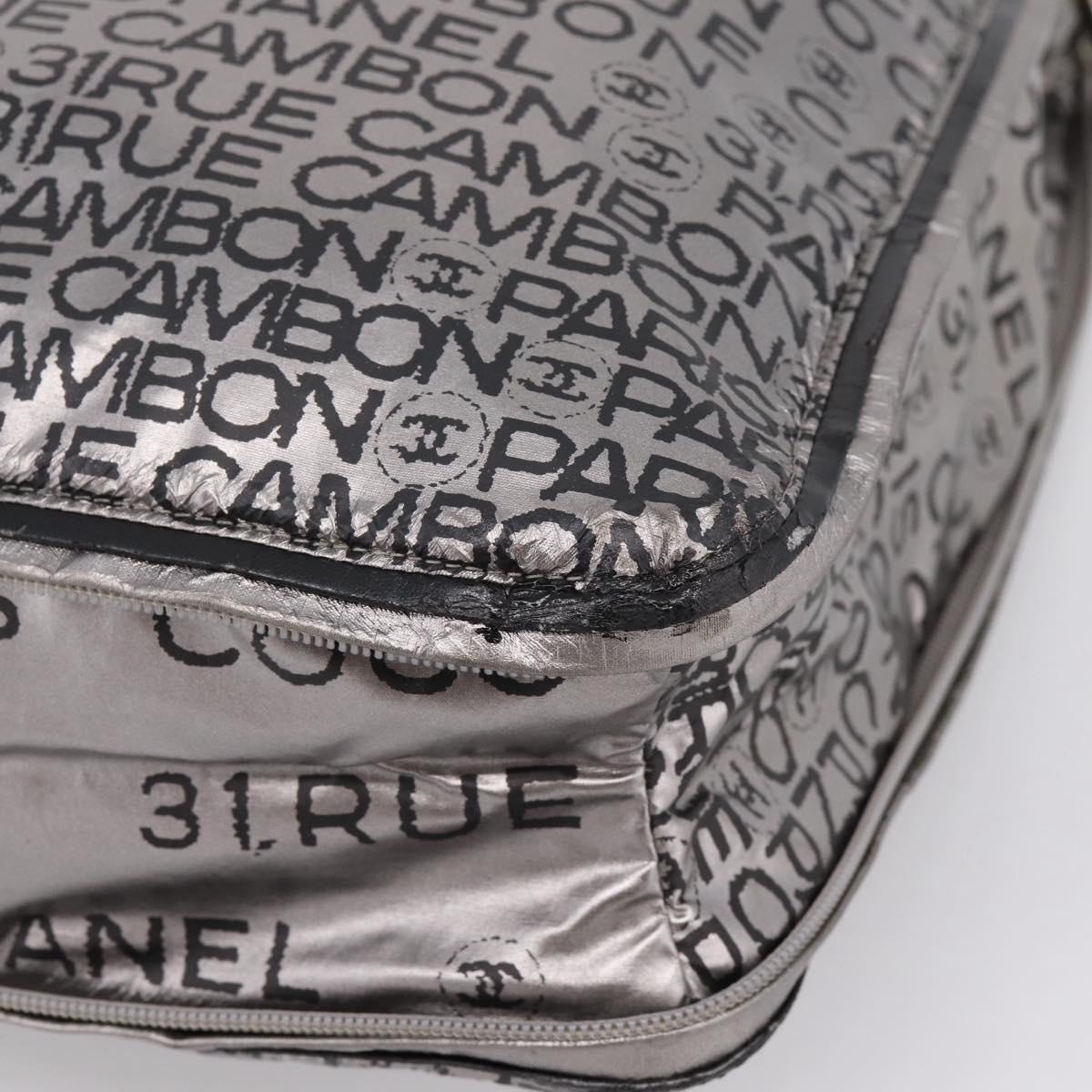 CHANEL Unlimited Tote Bag Coated Canvas Silver CC Auth BA16365