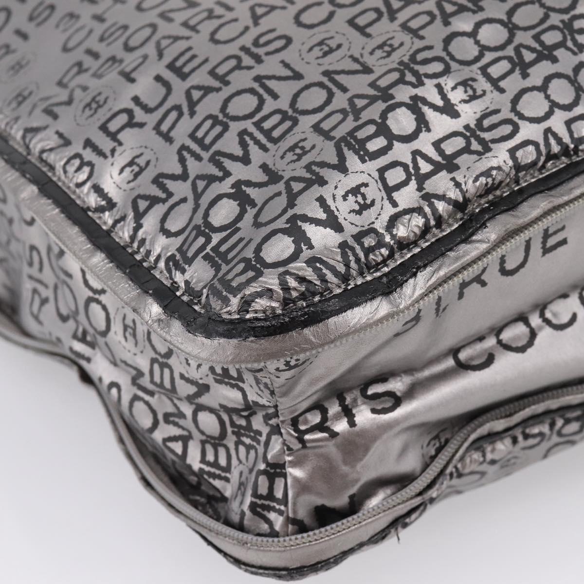 CHANEL Unlimited Tote Bag Coated Canvas Silver CC Auth BA16365
