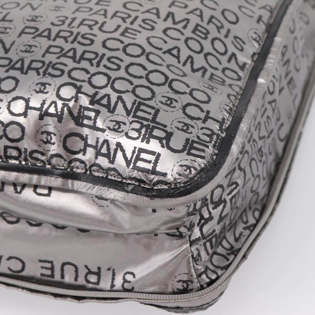 CHANEL Unlimited Tote Bag Coated Canvas Silver CC Auth BA16365