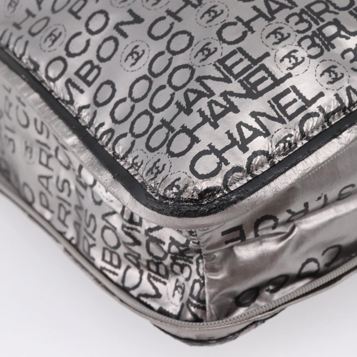 CHANEL Unlimited Tote Bag Coated Canvas Silver CC Auth BA16365