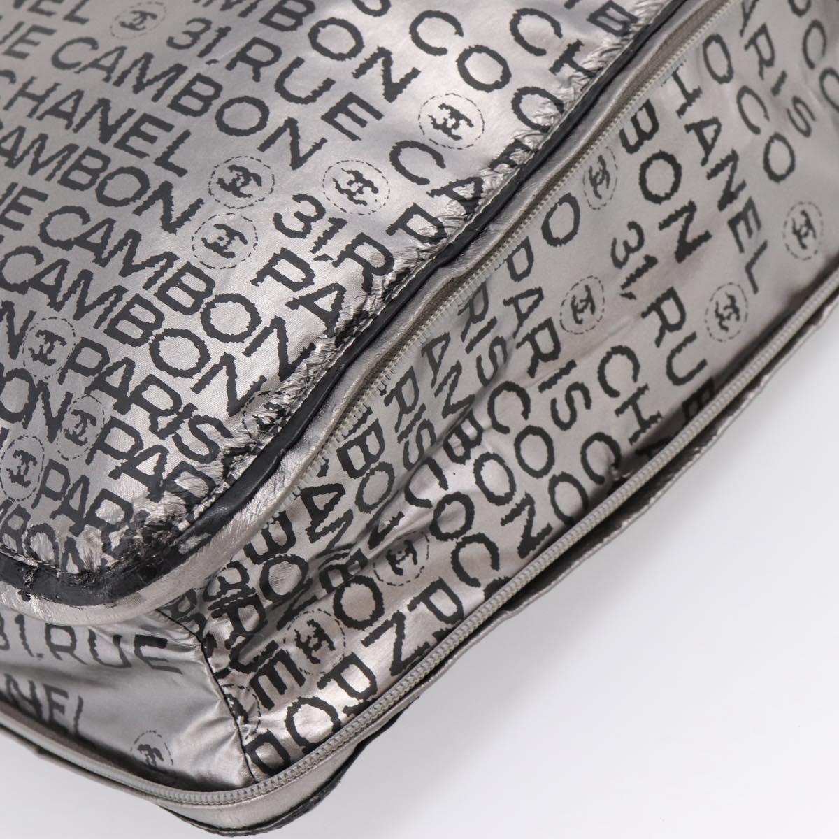 CHANEL Unlimited Tote Bag Coated Canvas Silver CC Auth BA16365