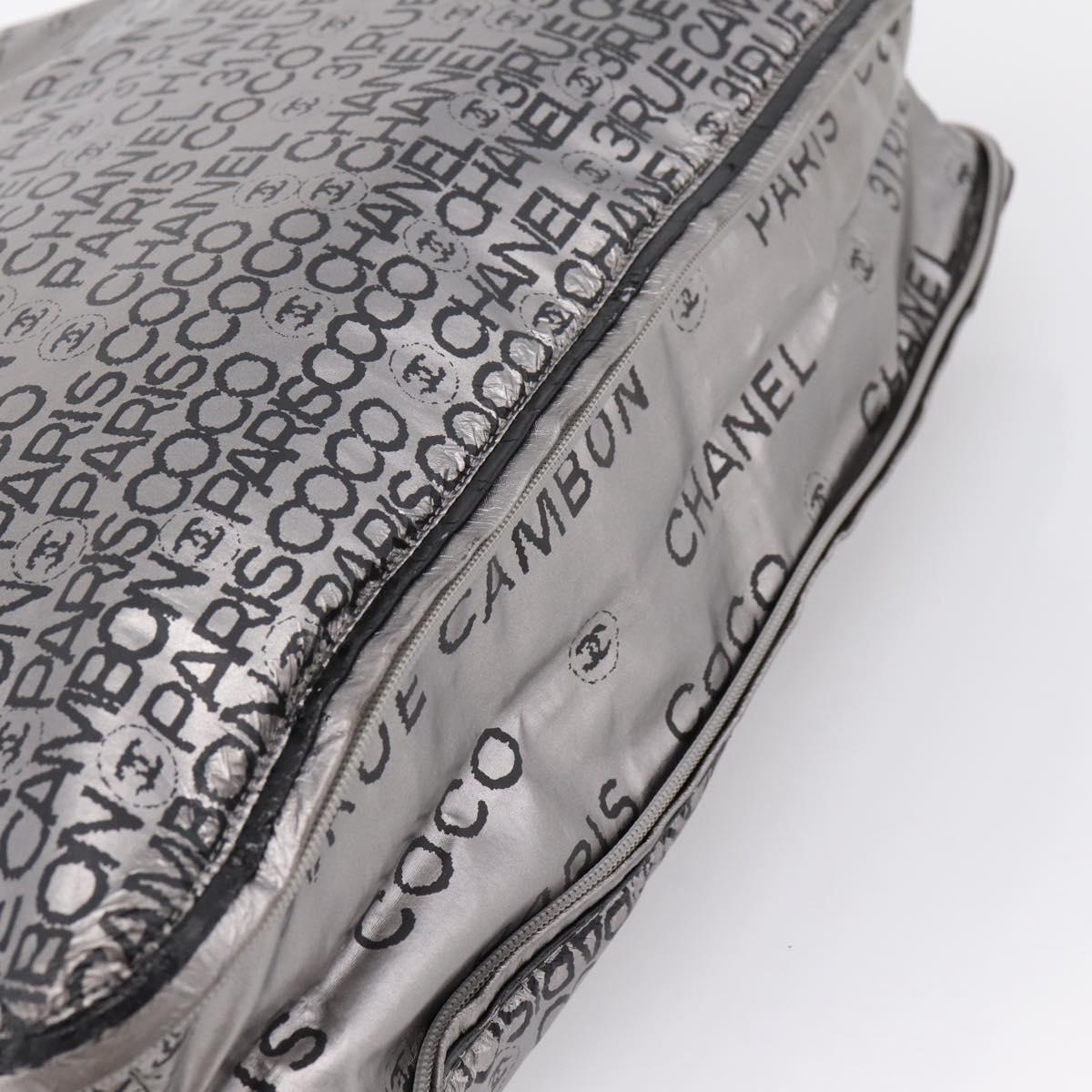 CHANEL Unlimited Tote Bag Coated Canvas Silver CC Auth BA16365