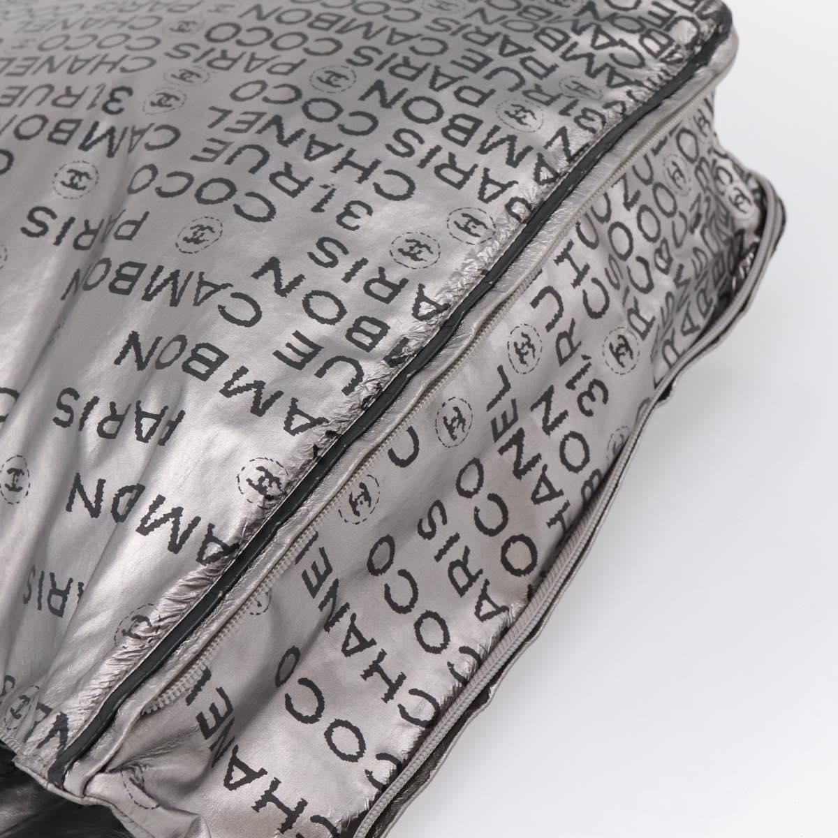 CHANEL Unlimited Tote Bag Coated Canvas Silver CC Auth BA16365