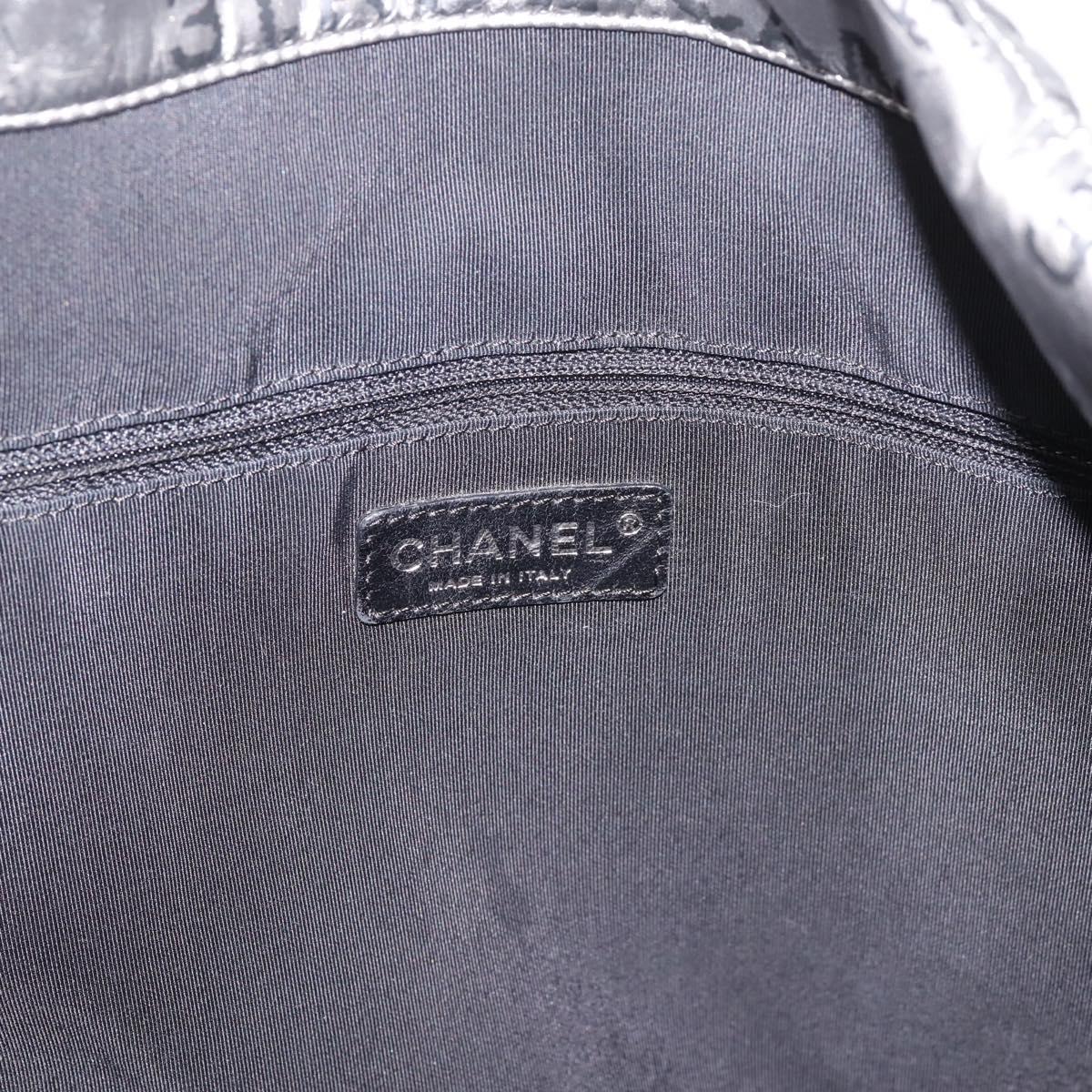CHANEL Unlimited Tote Bag Coated Canvas Silver CC Auth BA16365