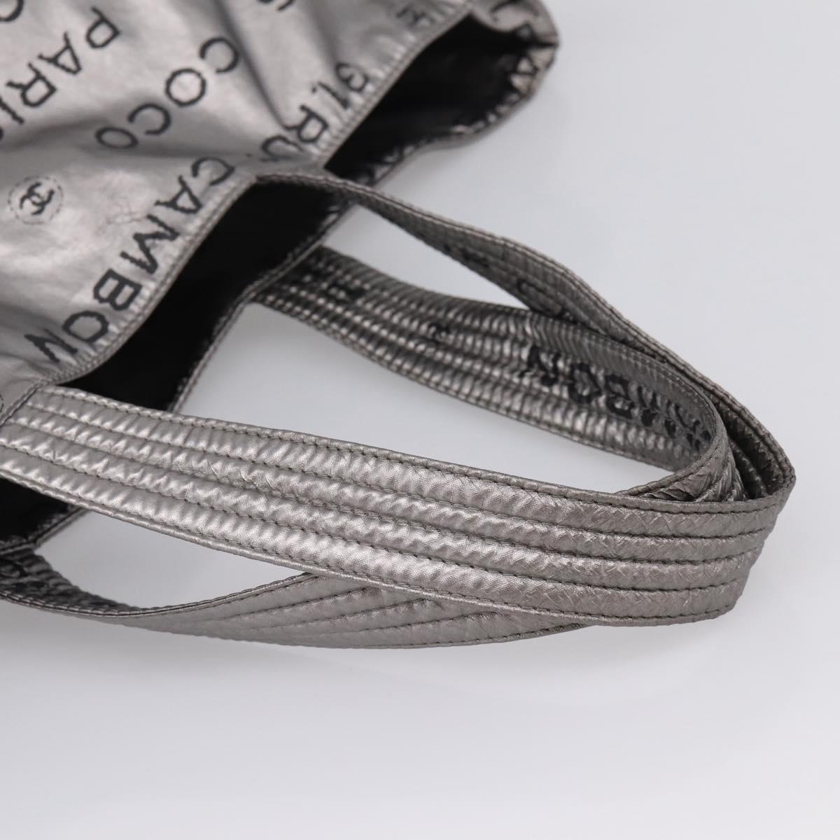 CHANEL Unlimited Tote Bag Coated Canvas Silver CC Auth BA16365
