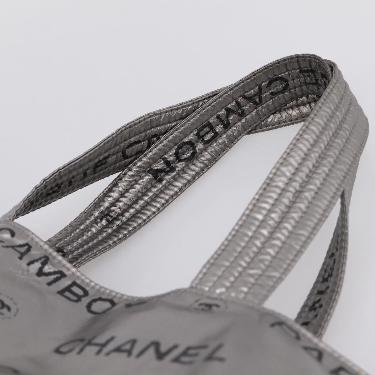 CHANEL Unlimited Tote Bag Coated Canvas Silver CC Auth BA16365