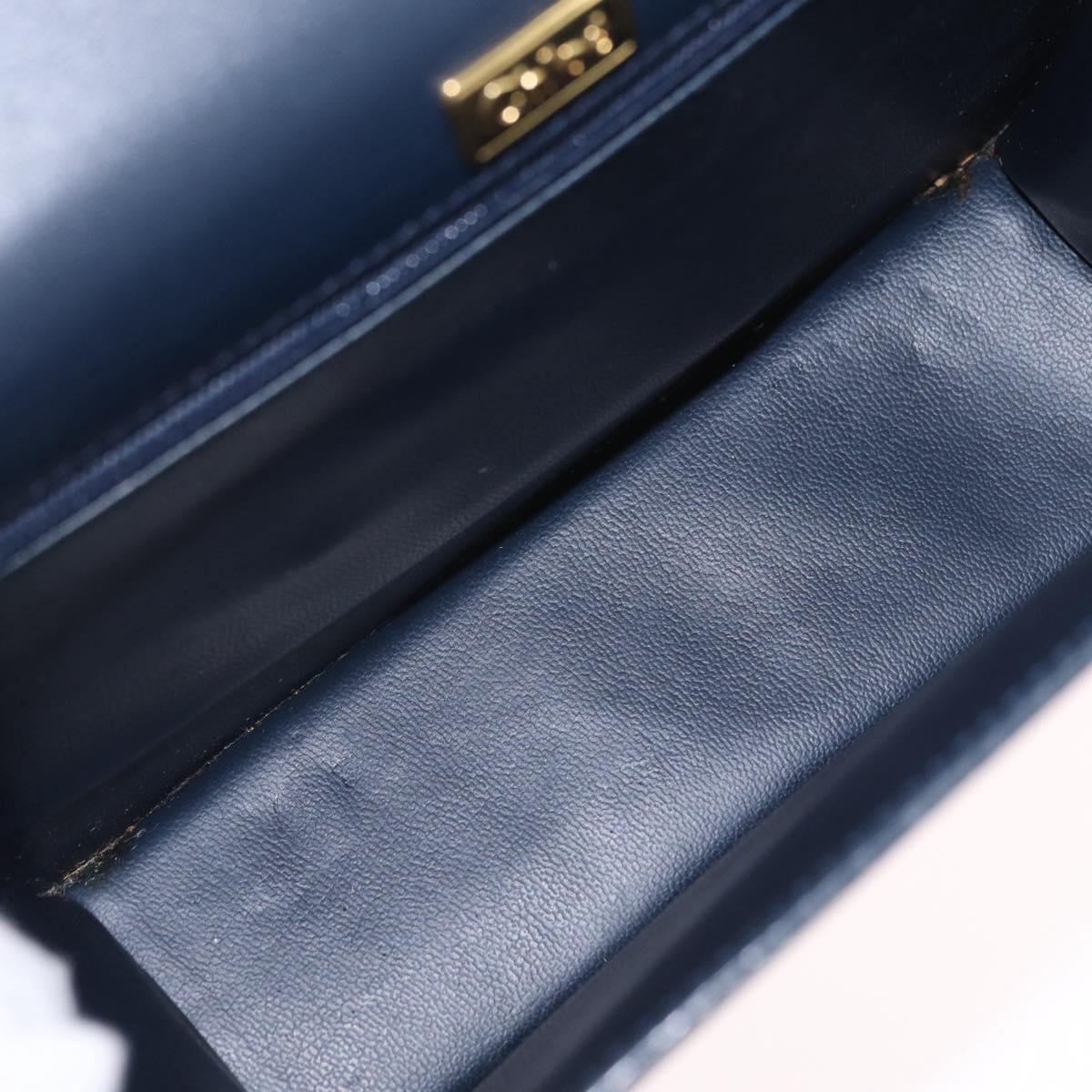 Chloe Chain Shoulder Bag Leather Navy Gold Auth BA16368