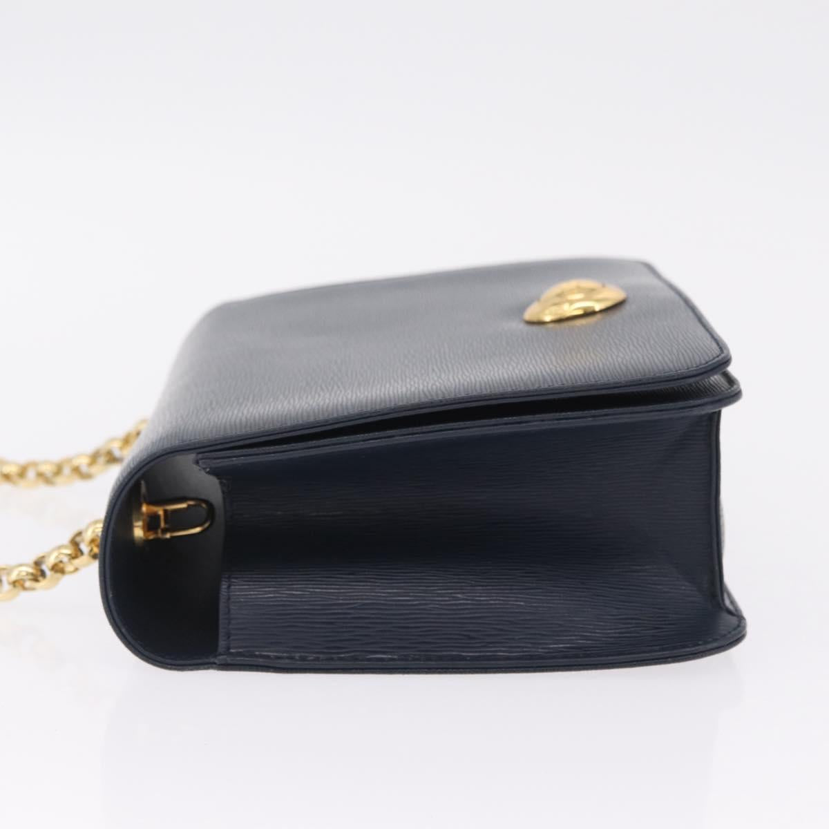 Chloe Chain Shoulder Bag Leather Navy Gold Auth BA16368