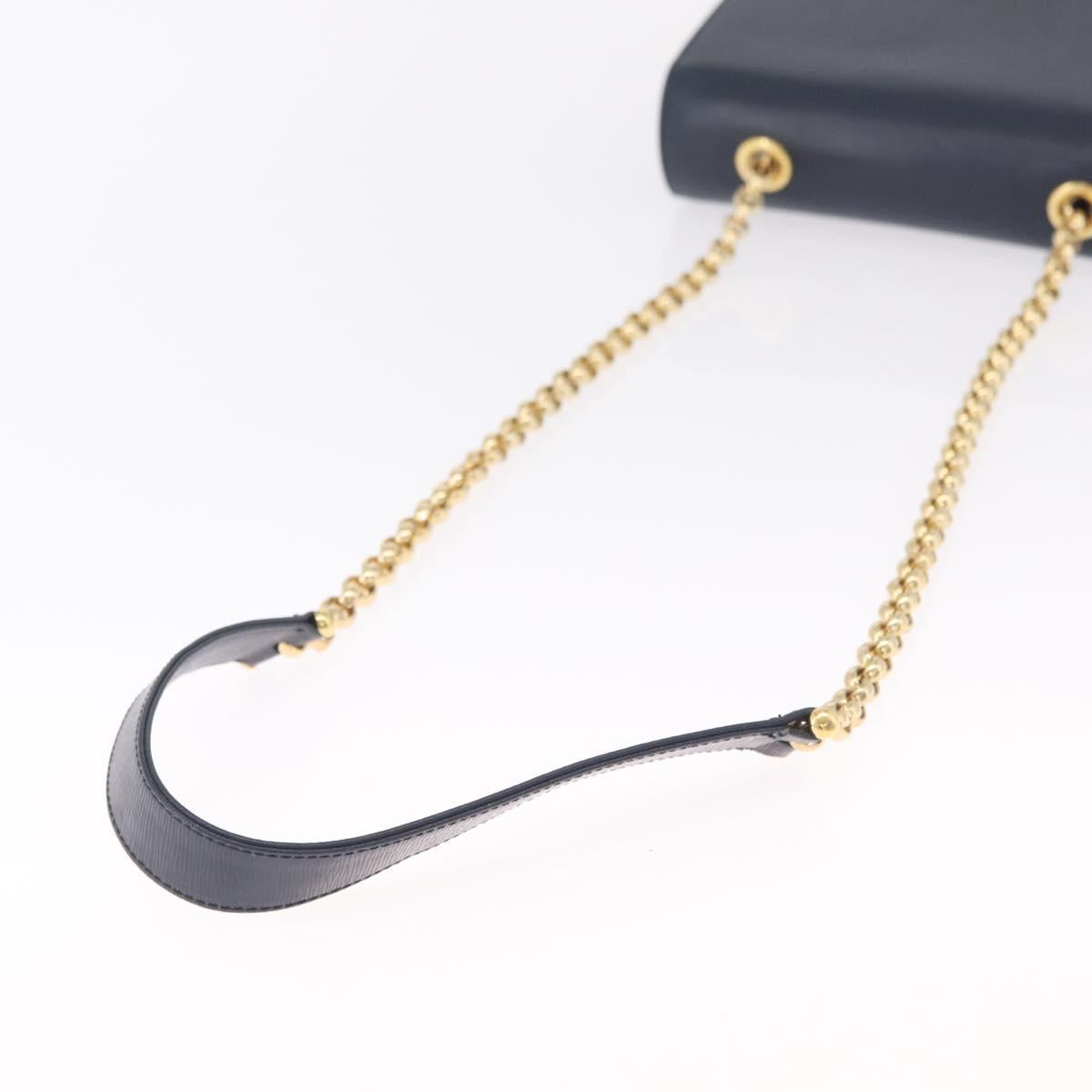 Chloe Chain Shoulder Bag Leather Navy Gold Auth BA16368