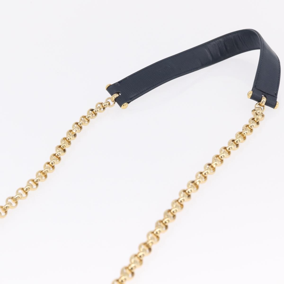 Chloe Chain Shoulder Bag Leather Navy Gold Auth BA16368
