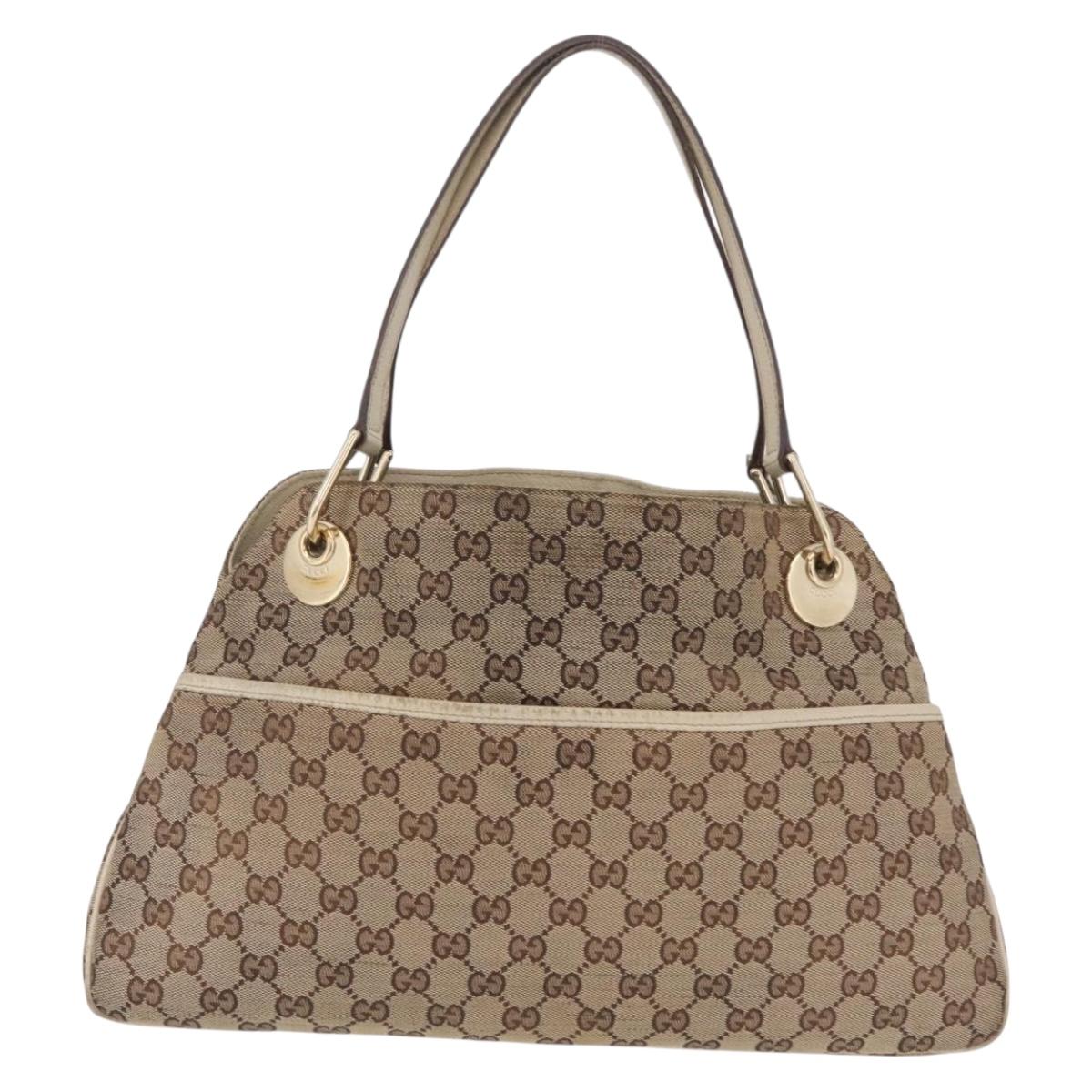 GUCCI GG Canvas Tote Bag Beige Gold 121023 Auth BA16377