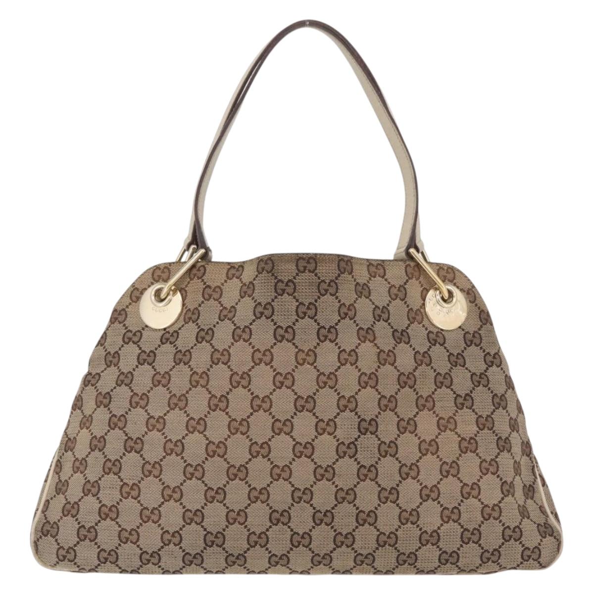 GUCCI GG Canvas Tote Bag Beige Gold 121023 Auth BA16377