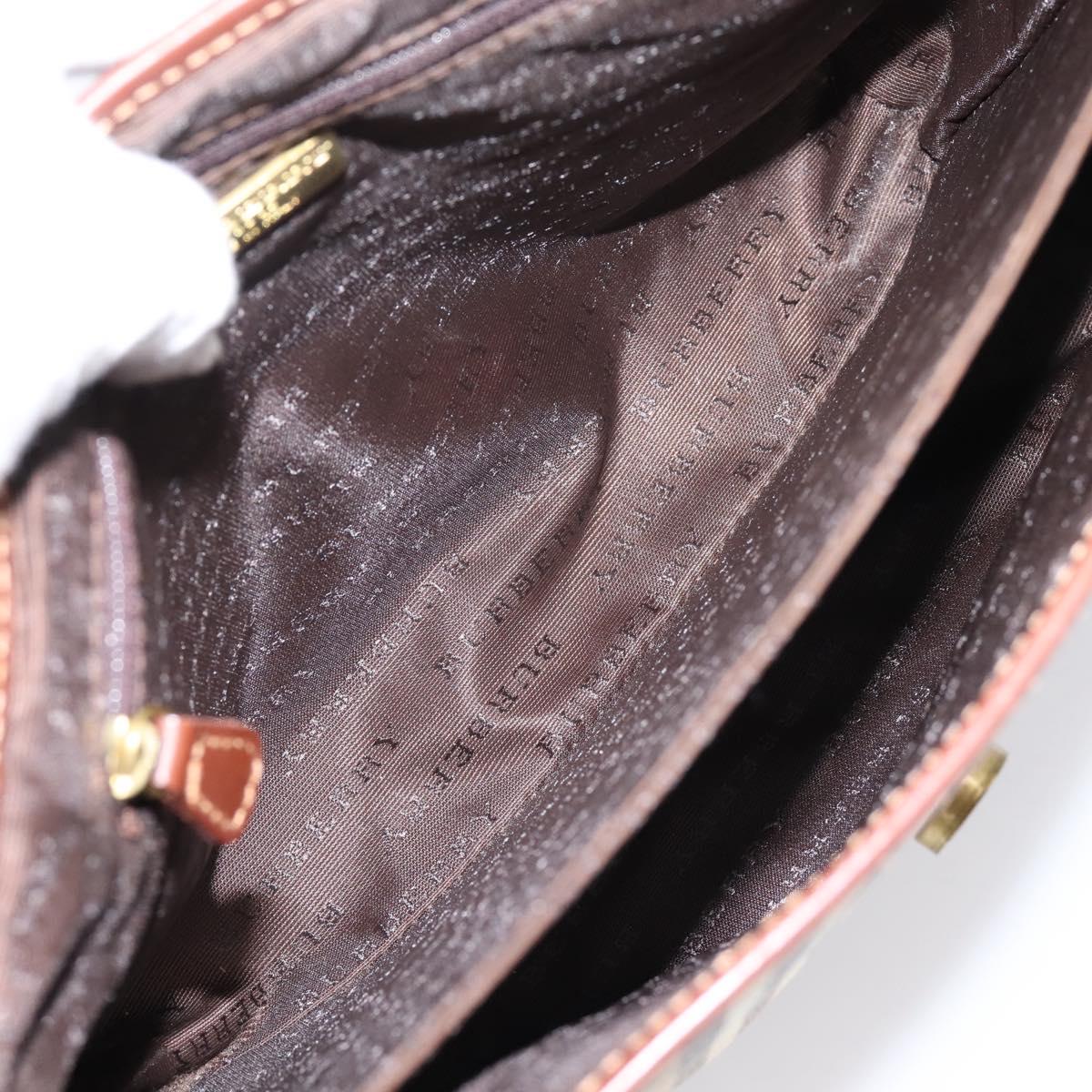 BURBERRY Nova Check Shoulder Bag PVC Beige Gold Auth BA16379