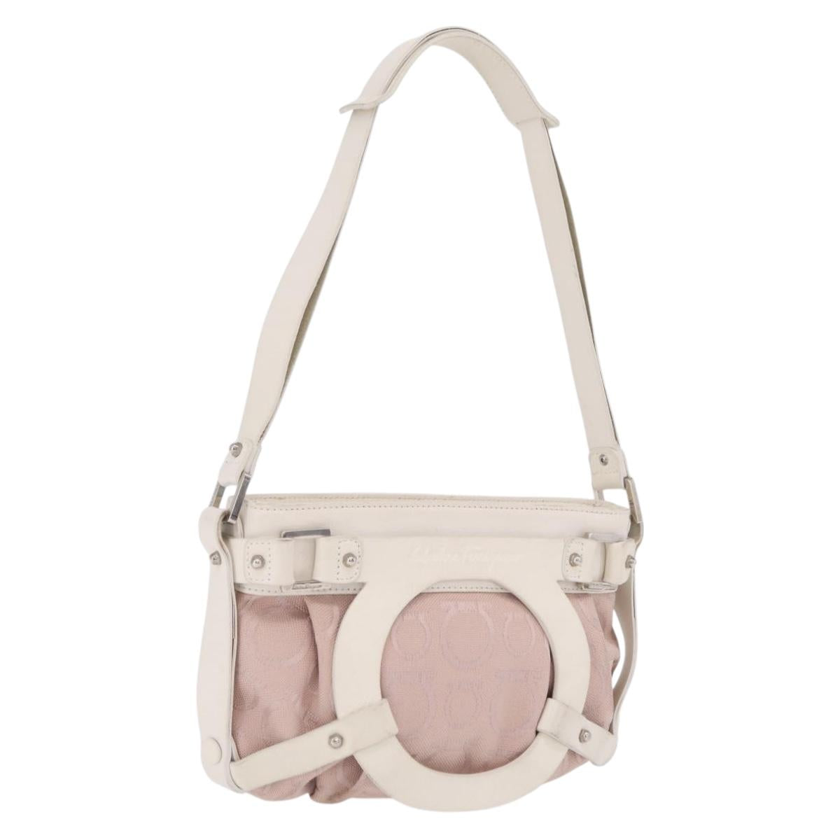 Salvatore Ferragamo Gancini Shoulder Bag Canvas Purple Silver Auth BA16384