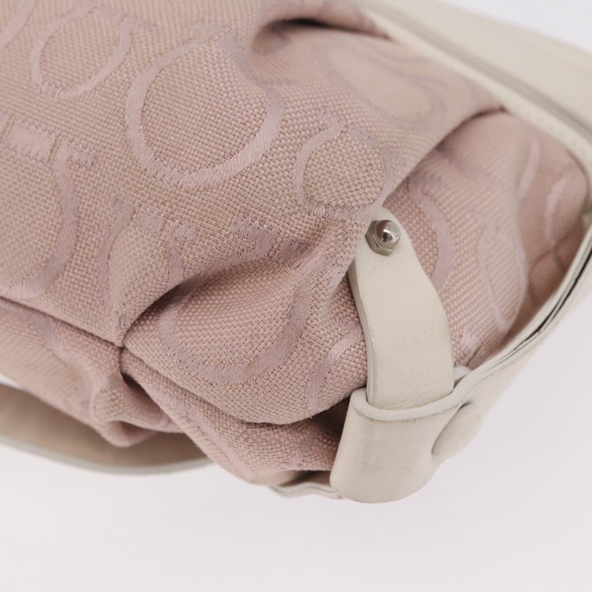 Salvatore Ferragamo Gancini Shoulder Bag Canvas Purple Silver Auth BA16384