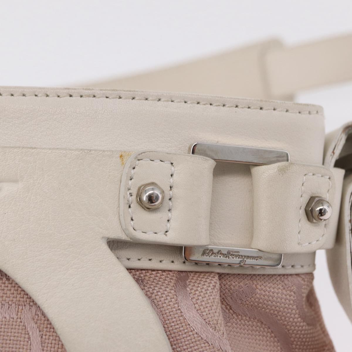 Salvatore Ferragamo Gancini Shoulder Bag Canvas Purple Silver Auth BA16384