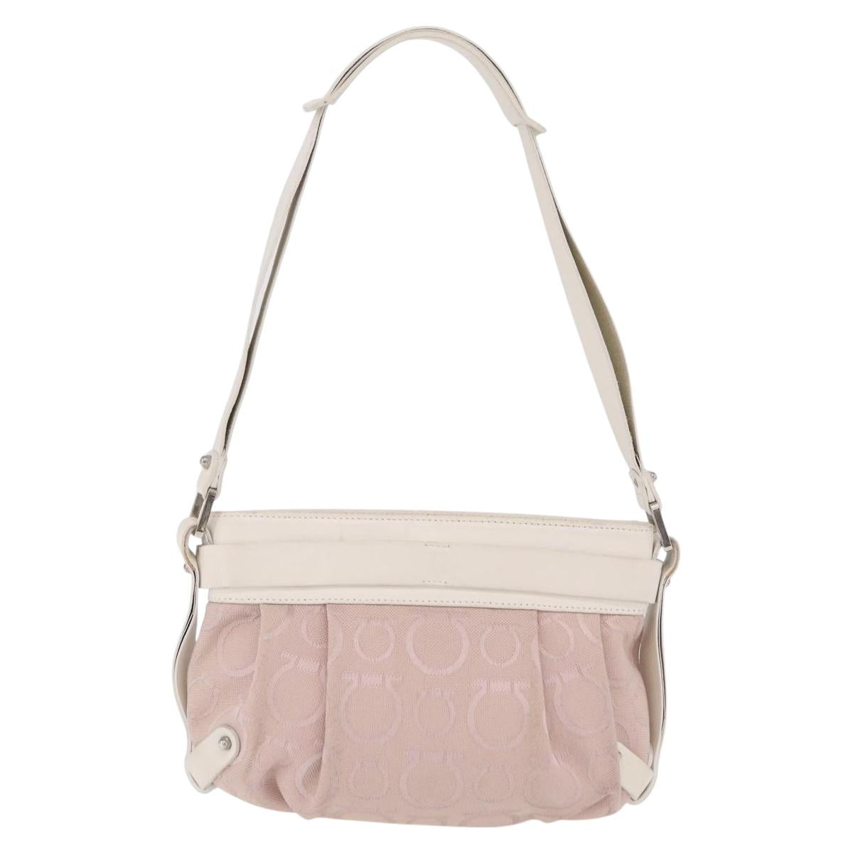 Salvatore Ferragamo Gancini Shoulder Bag Canvas Purple Silver Auth BA16384