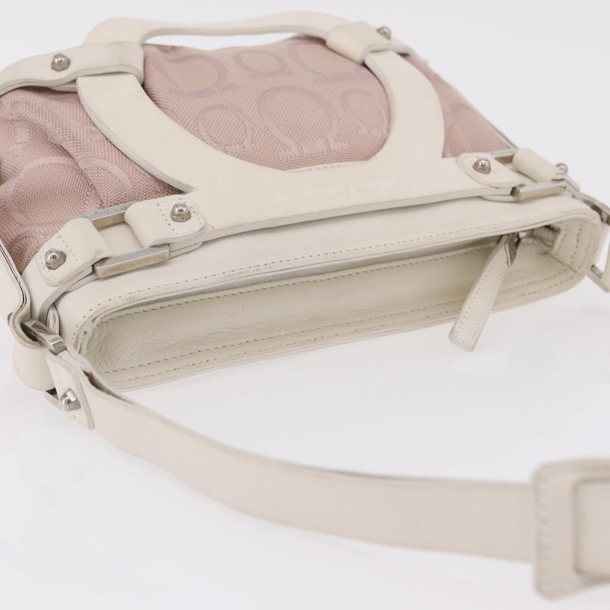 Salvatore Ferragamo Gancini Shoulder Bag Canvas Purple Silver Auth BA16384