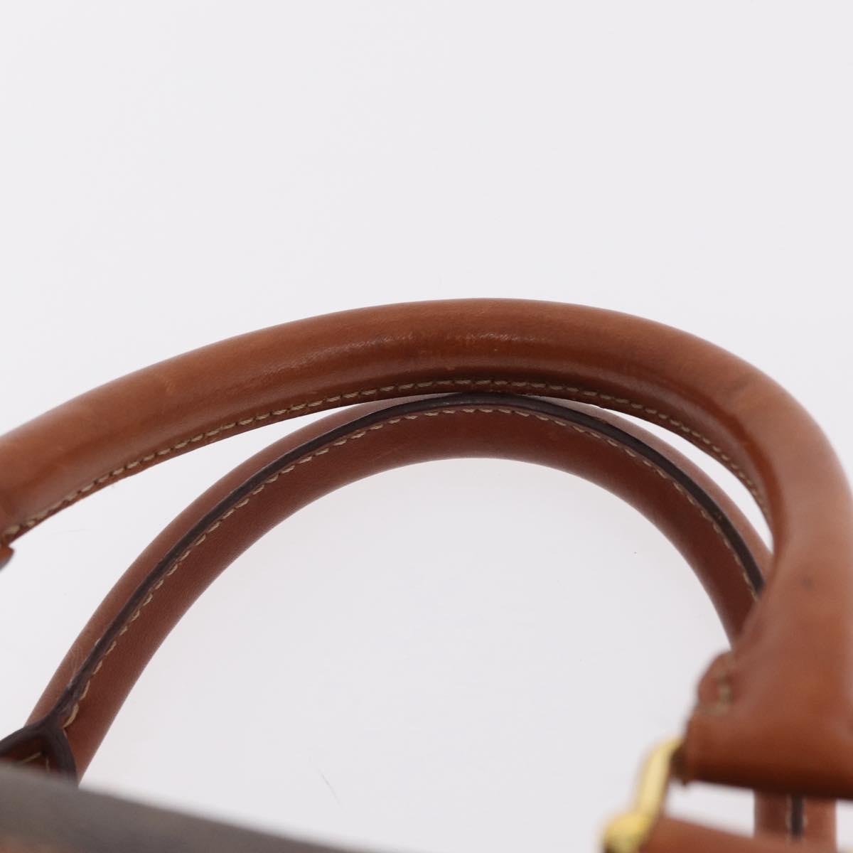 CELINE Macadam Canvas Boston Bag PVC Leather Brown Gold Auth BA16387