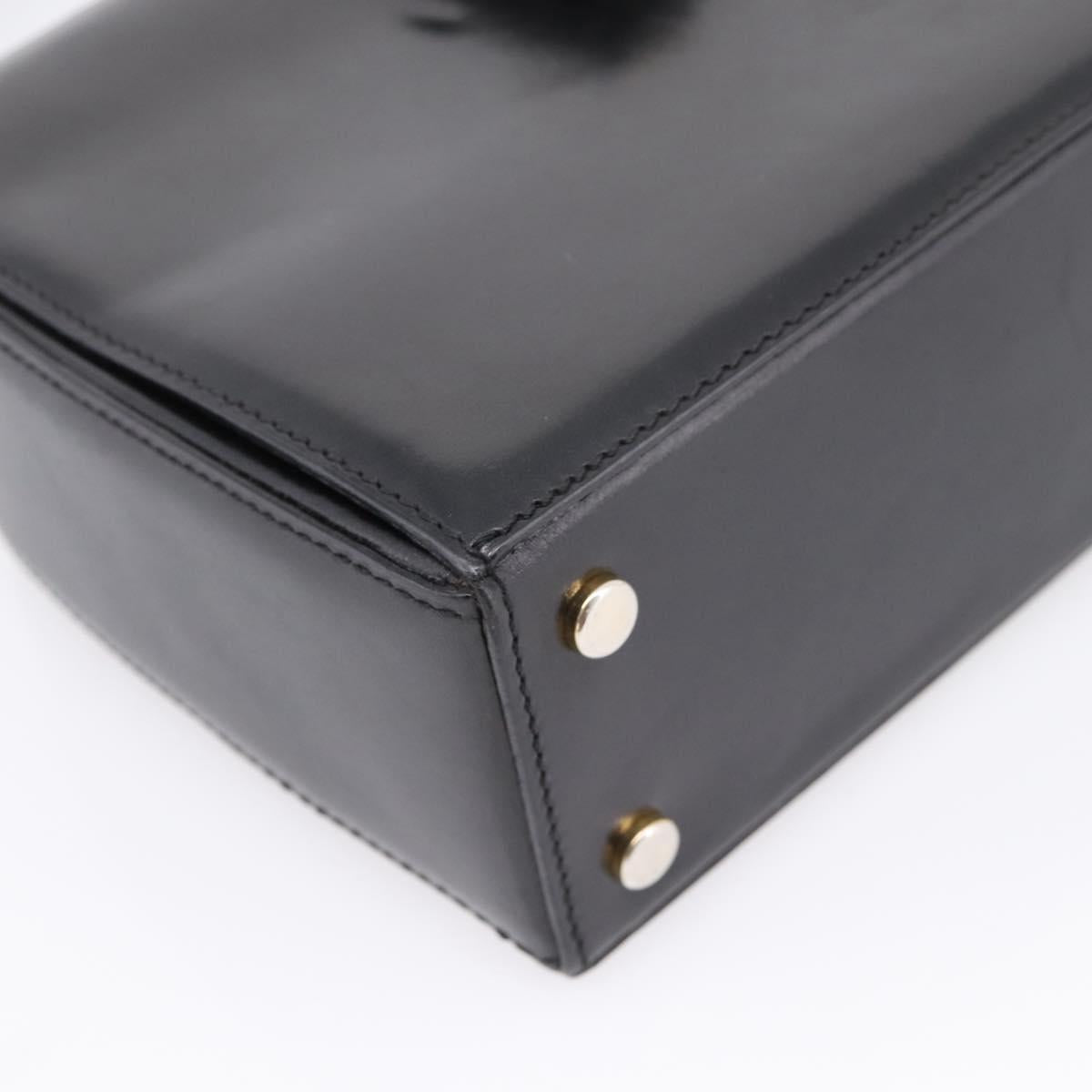 CELINE Hand Bag Leather Black Gold Auth BA16398