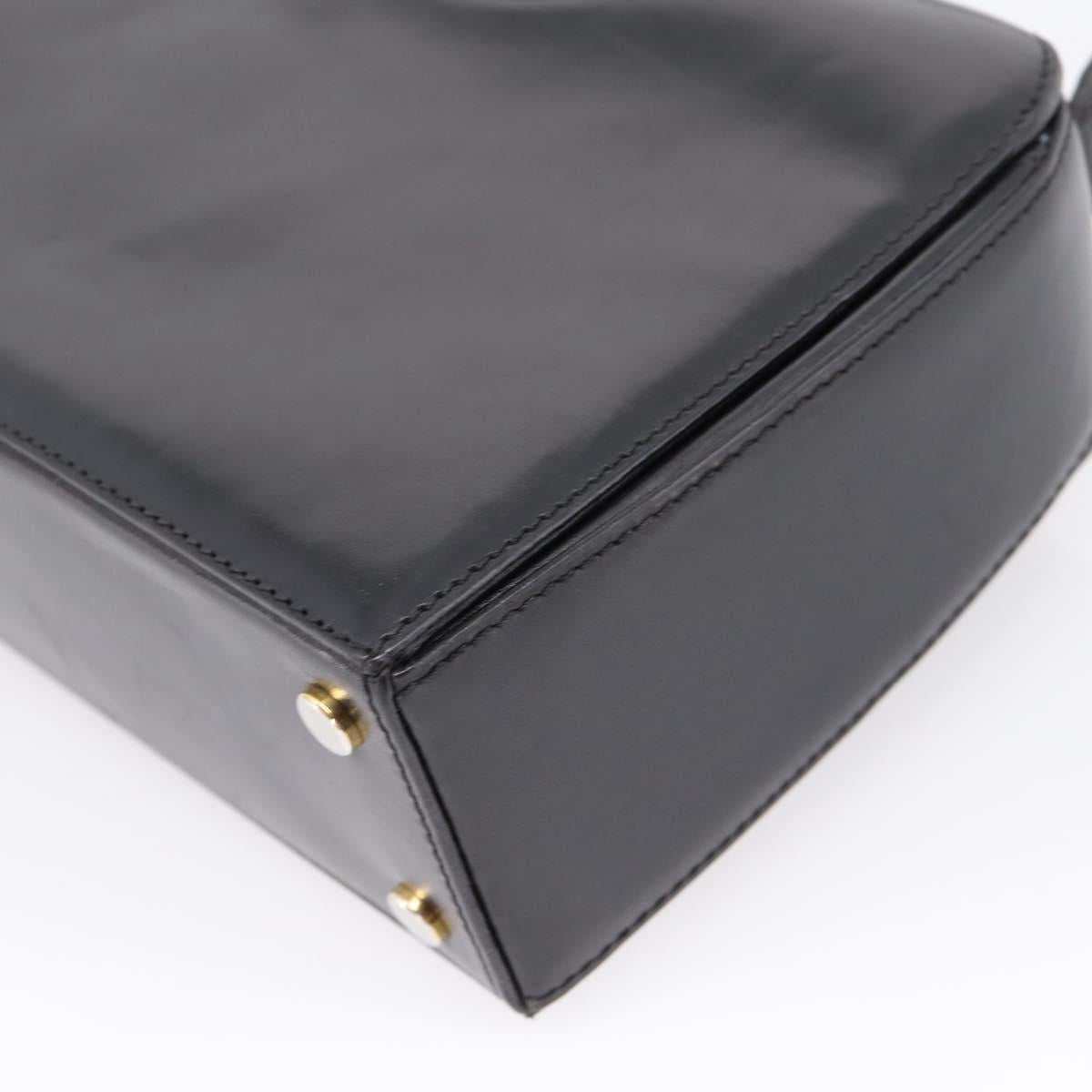 CELINE Hand Bag Leather Black Gold Auth BA16398