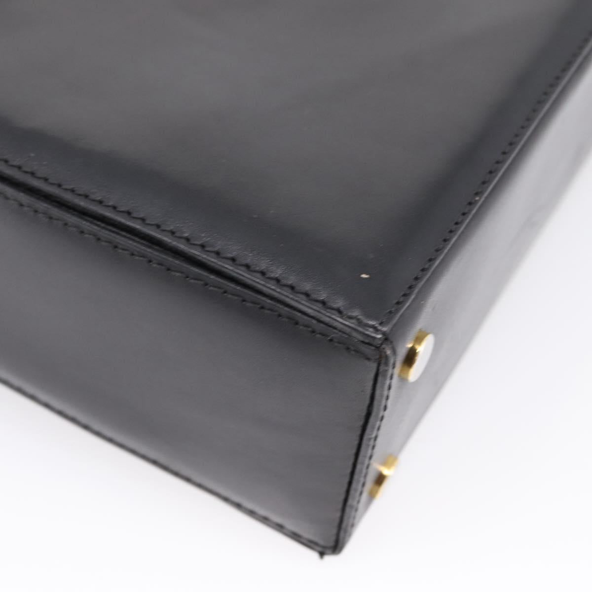 CELINE Hand Bag Leather Black Gold Auth BA16398