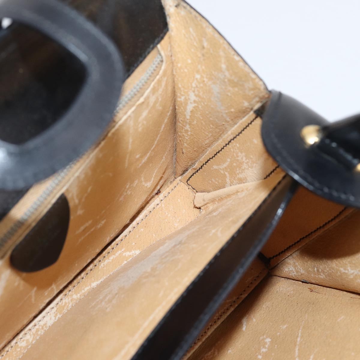 CELINE Hand Bag Leather Black Gold Auth BA16398
