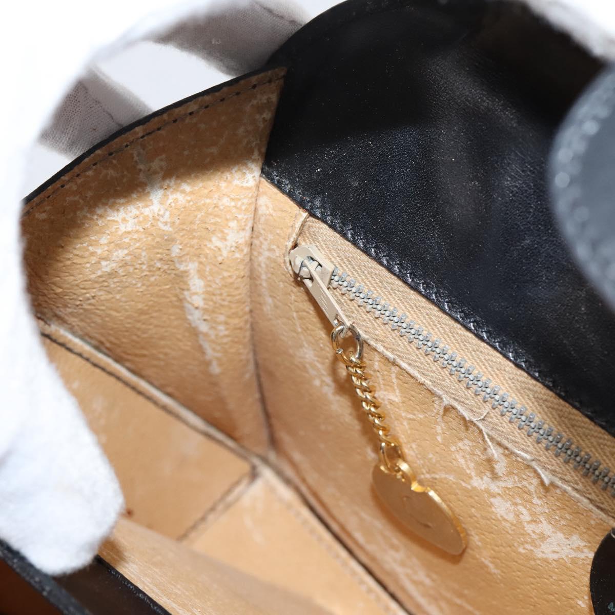 CELINE Hand Bag Leather Black Gold Auth BA16398