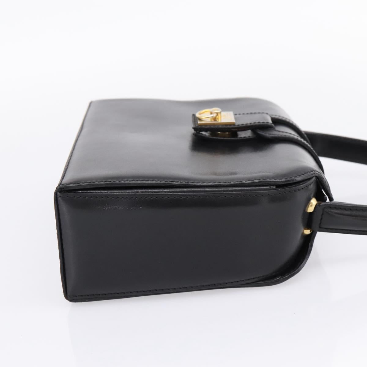 CELINE Hand Bag Leather Black Gold Auth BA16398