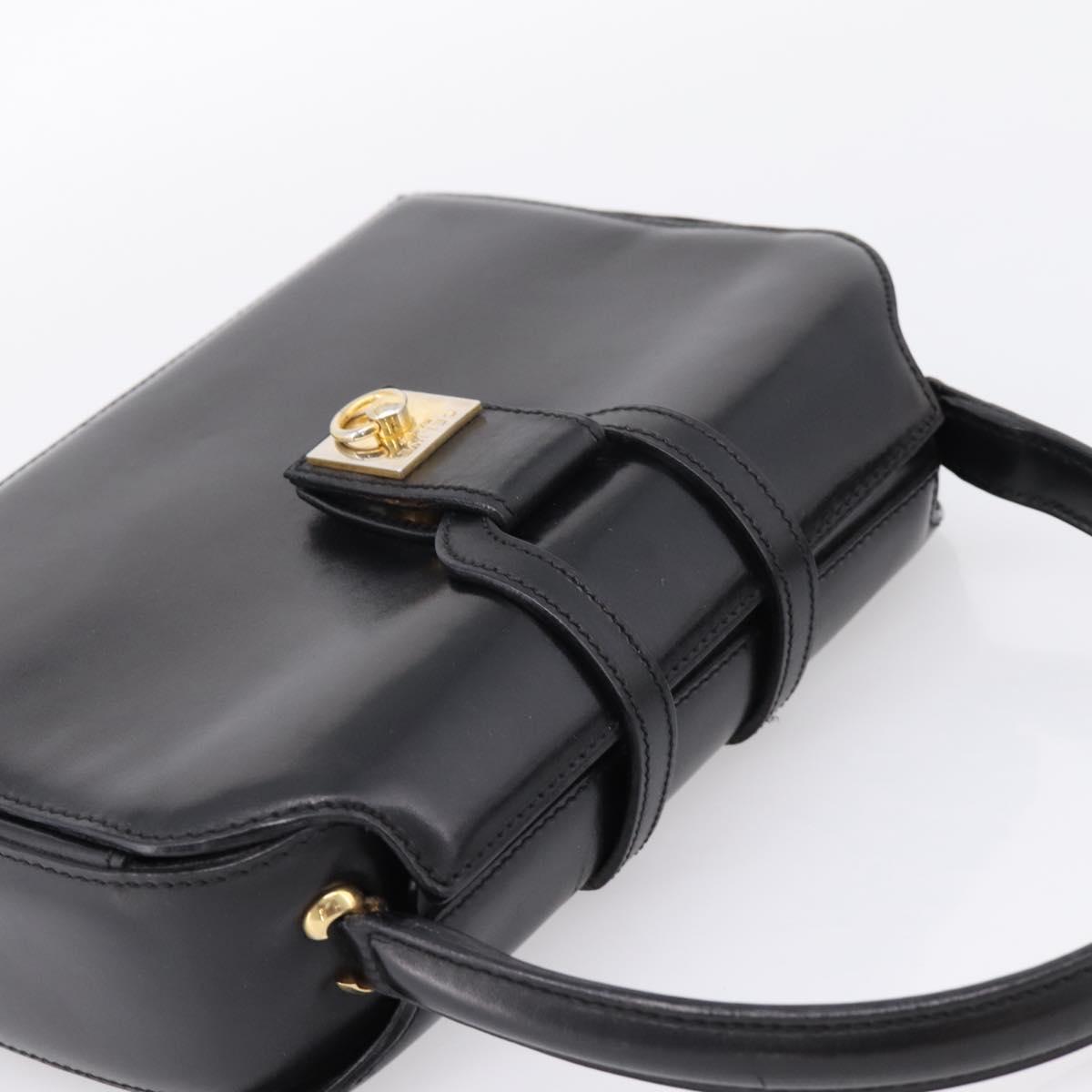 CELINE Hand Bag Leather Black Gold Auth BA16398