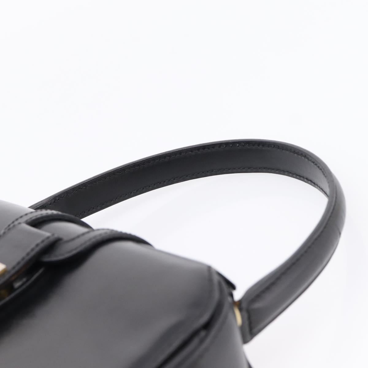CELINE Hand Bag Leather Black Gold Auth BA16398