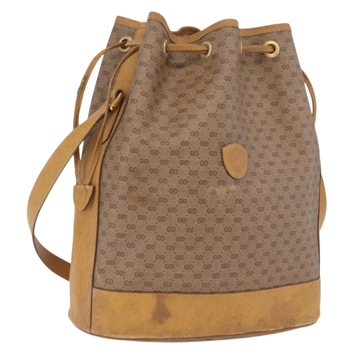 GUCCI Micro GG Supreme Shoulder Bag PVC Beige Gold 001 084 0850 Auth BA16402