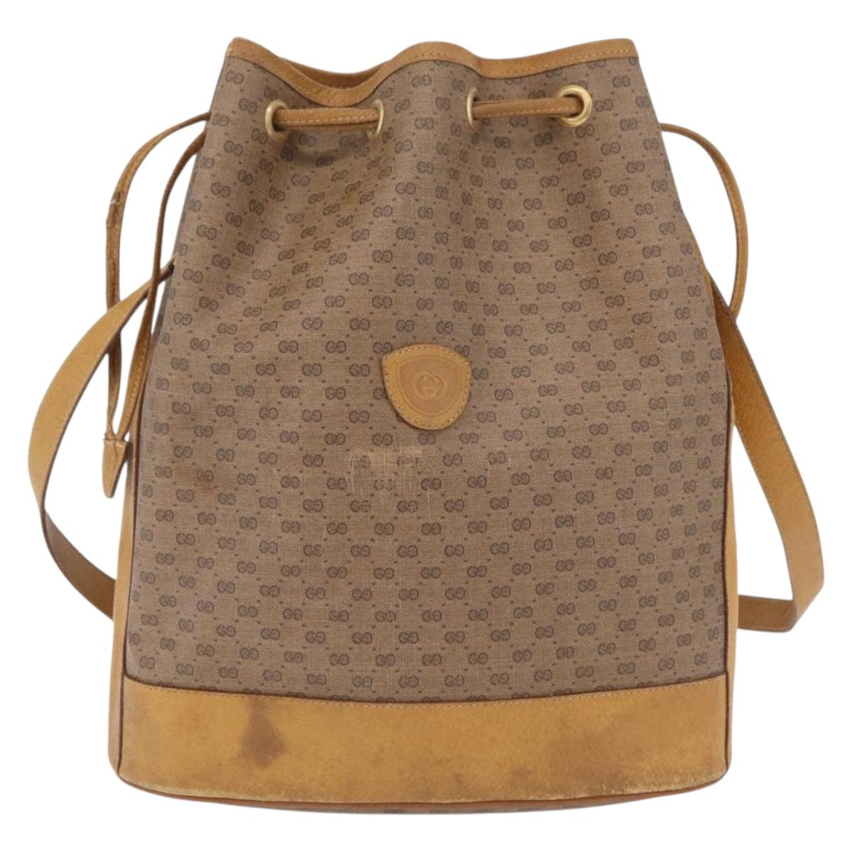 GUCCI Micro GG Supreme Shoulder Bag PVC Beige Gold 001 084 0850 Auth BA16402