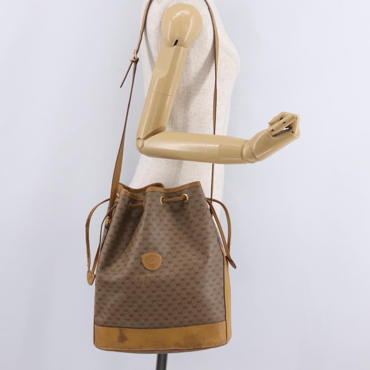 GUCCI Micro GG Supreme Shoulder Bag PVC Beige Gold 001 084 0850 Auth BA16402