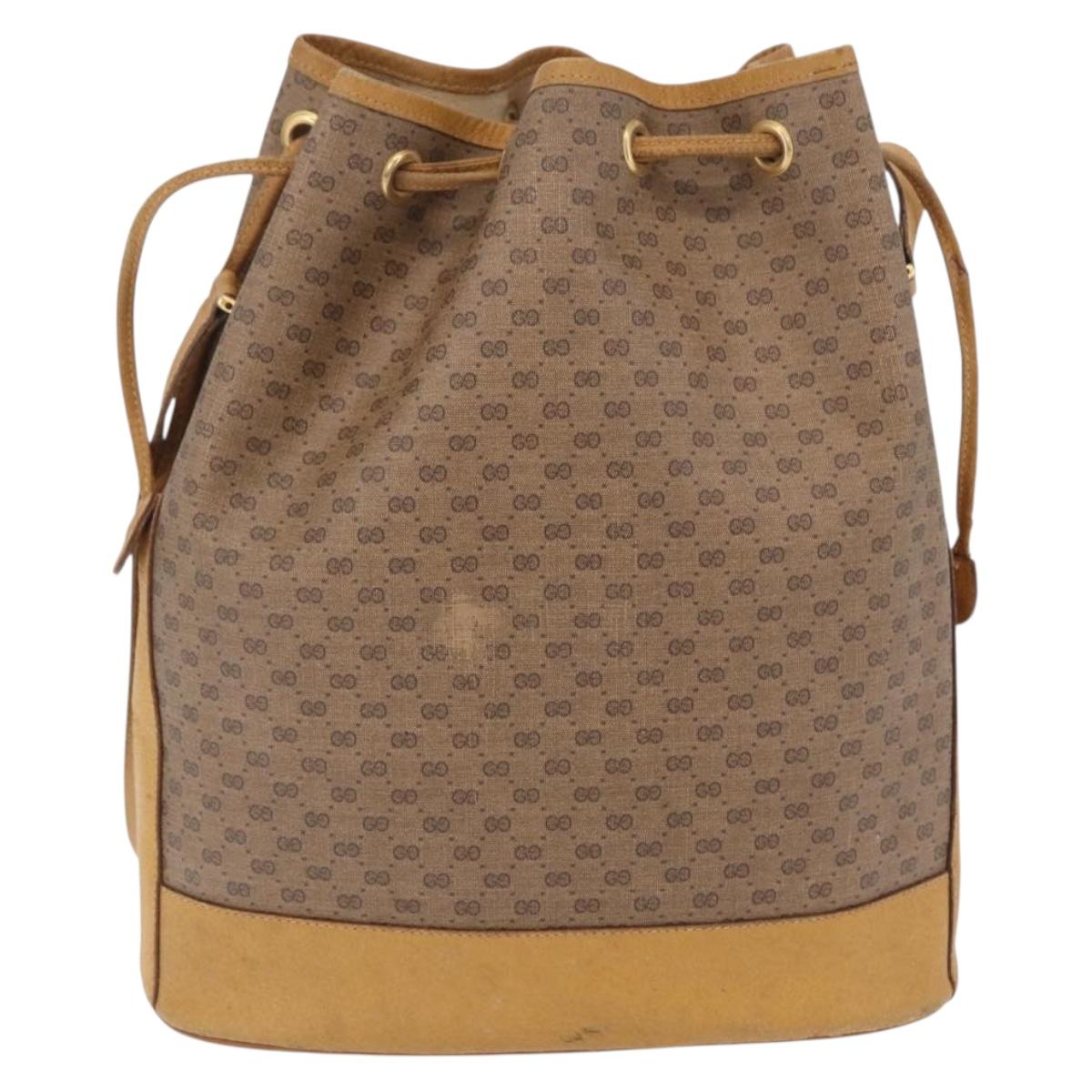 GUCCI Micro GG Supreme Shoulder Bag PVC Beige Gold 001 084 0850 Auth BA16402