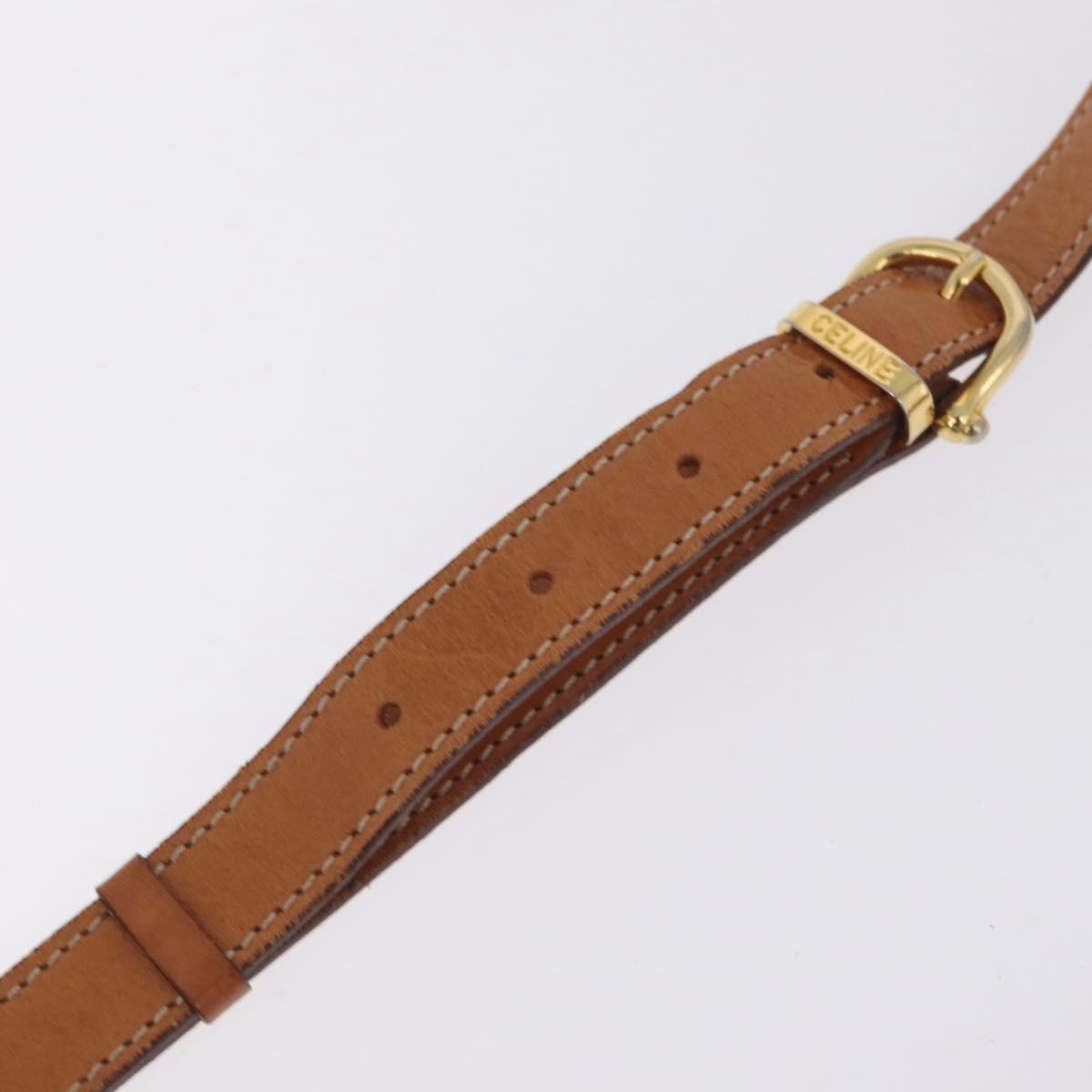 CELINE Macadam Canvas Shoulder Bag PVC Leather Brown Gold Auth BA16403