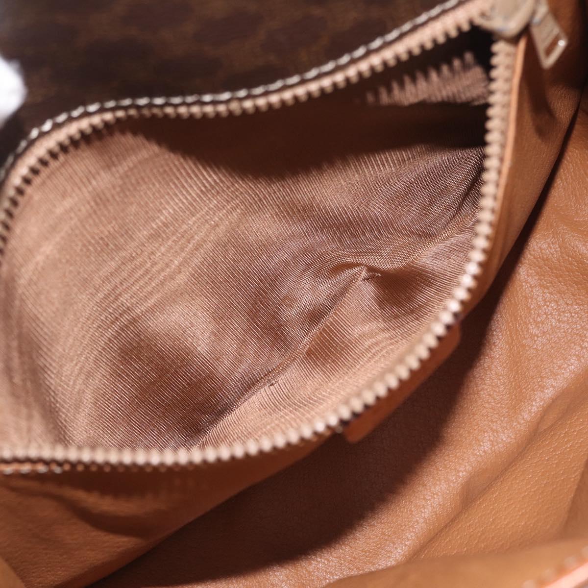 CELINE Macadam Canvas Shoulder Bag PVC Leather Brown Gold Auth BA16403