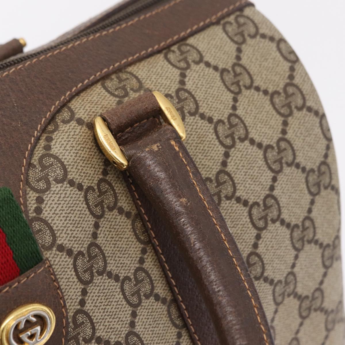 GUCCI GG Supreme Web Sherry Line Hand Bag PVC Beige Gold 40 02 007 Auth BA16404