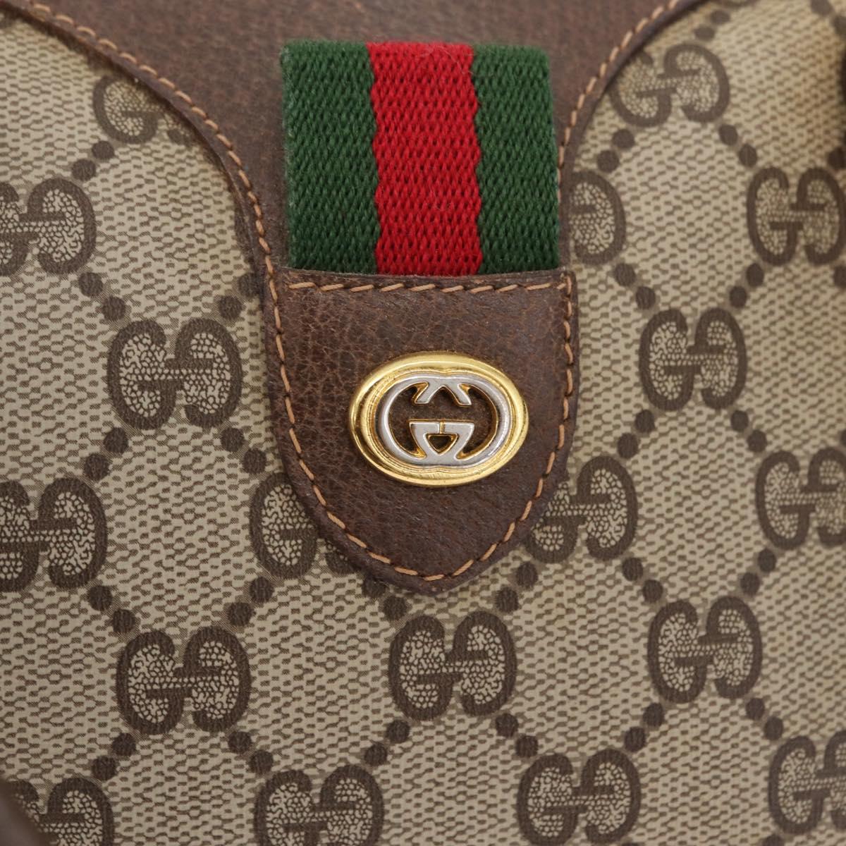 GUCCI GG Supreme Web Sherry Line Hand Bag PVC Beige Gold 40 02 007 Auth BA16404
