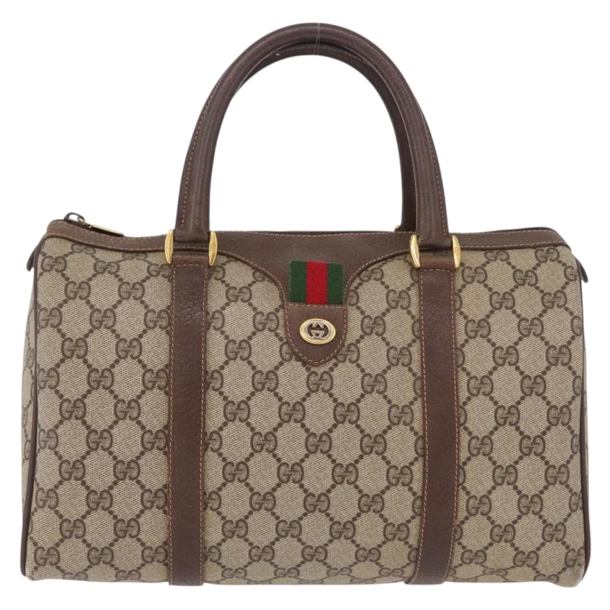 GUCCI GG Supreme Web Sherry Line Hand Bag PVC Beige Gold 40 02 007 Auth BA16404