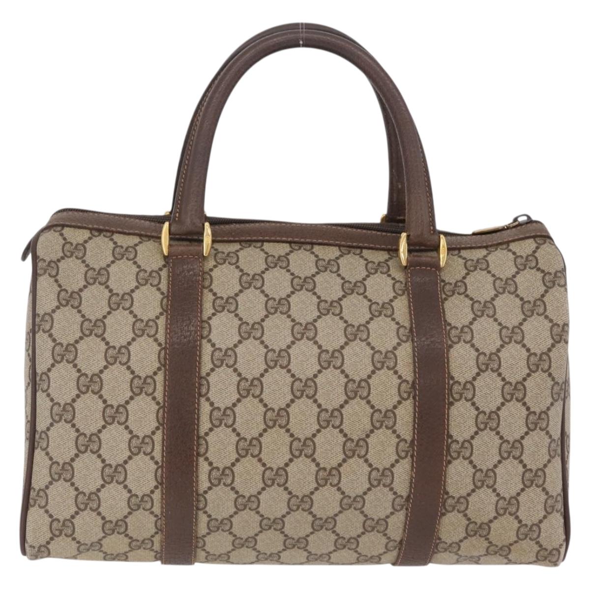 GUCCI GG Supreme Web Sherry Line Hand Bag PVC Beige Gold 40 02 007 Auth BA16404