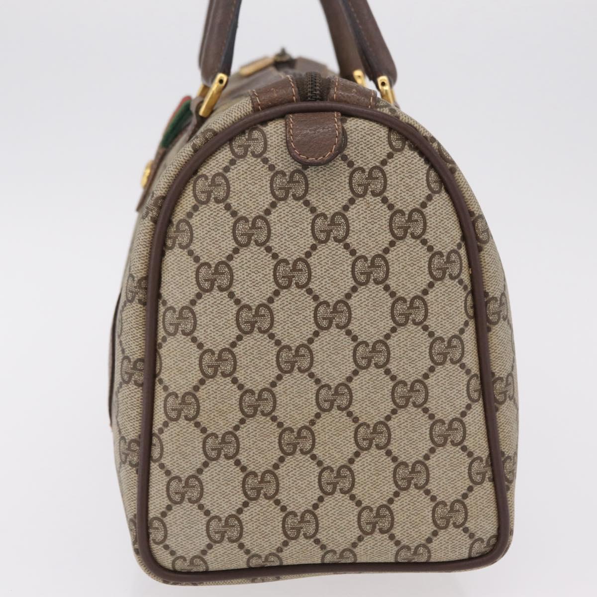 GUCCI GG Supreme Web Sherry Line Hand Bag PVC Beige Gold 40 02 007 Auth BA16404