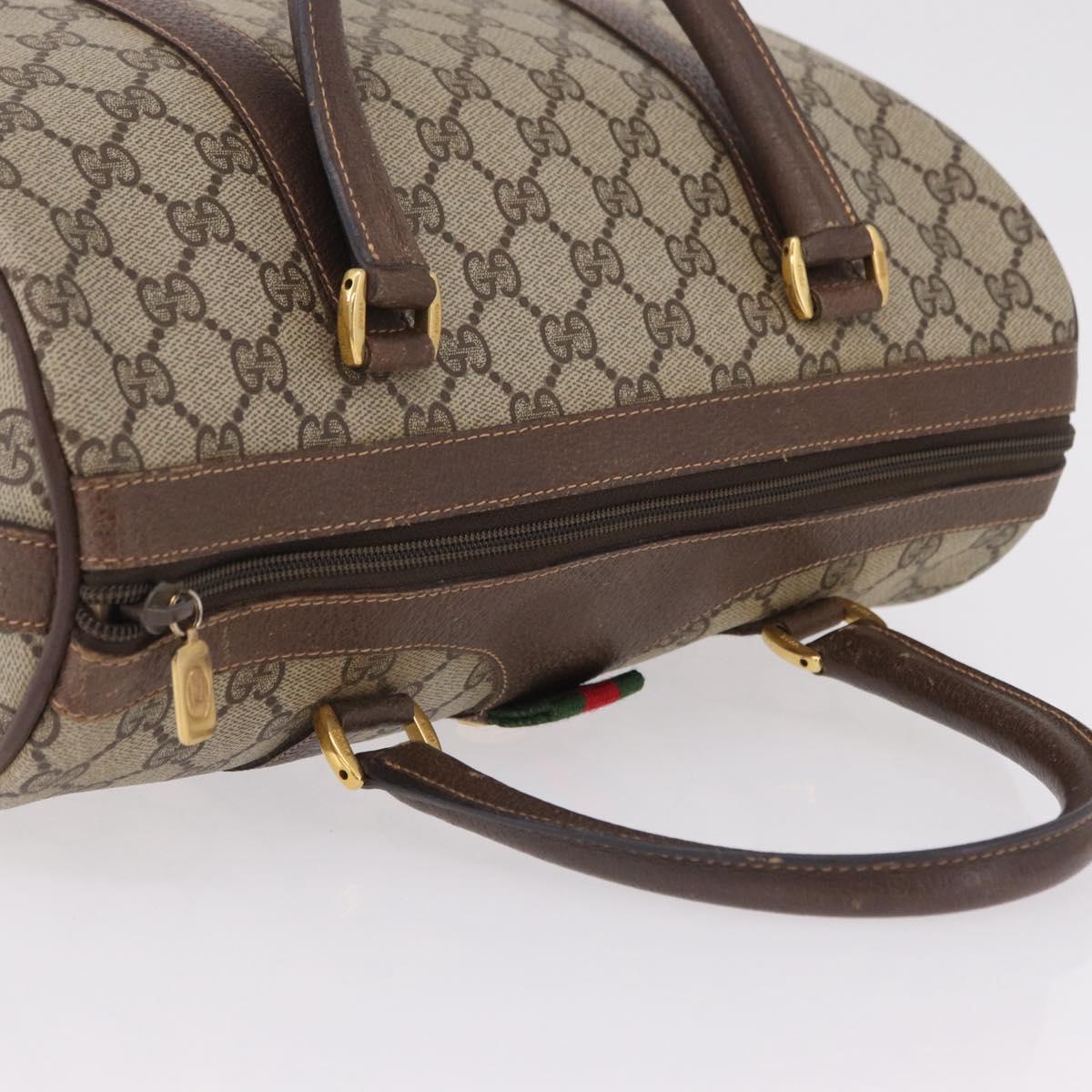 GUCCI GG Supreme Web Sherry Line Hand Bag PVC Beige Gold 40 02 007 Auth BA16404